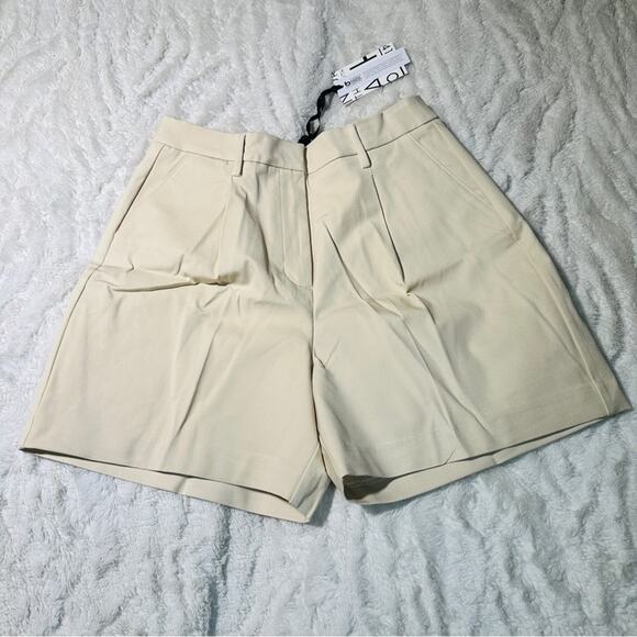 41 Hawthorn Size 4 Becca high rise Cream Chino pleated Shorts NWT career casual - Picture 12 of 12